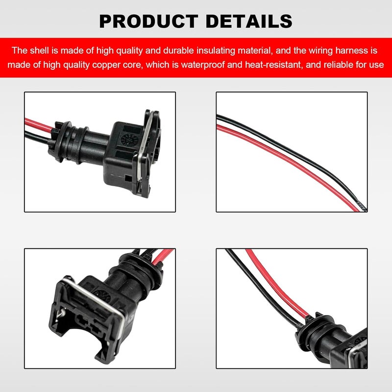NYTKL 8 PCS Fuel Injector Connector, EV1 OBD1 Typre Plug Wire Harness Pigtail Wiring Loom, Plug-in Adapter Fuel Injector Socket with 18 AWG Extended Wires, Car Accessories - Image 3